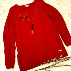 Michael Kors Red Knit Sweater Large
